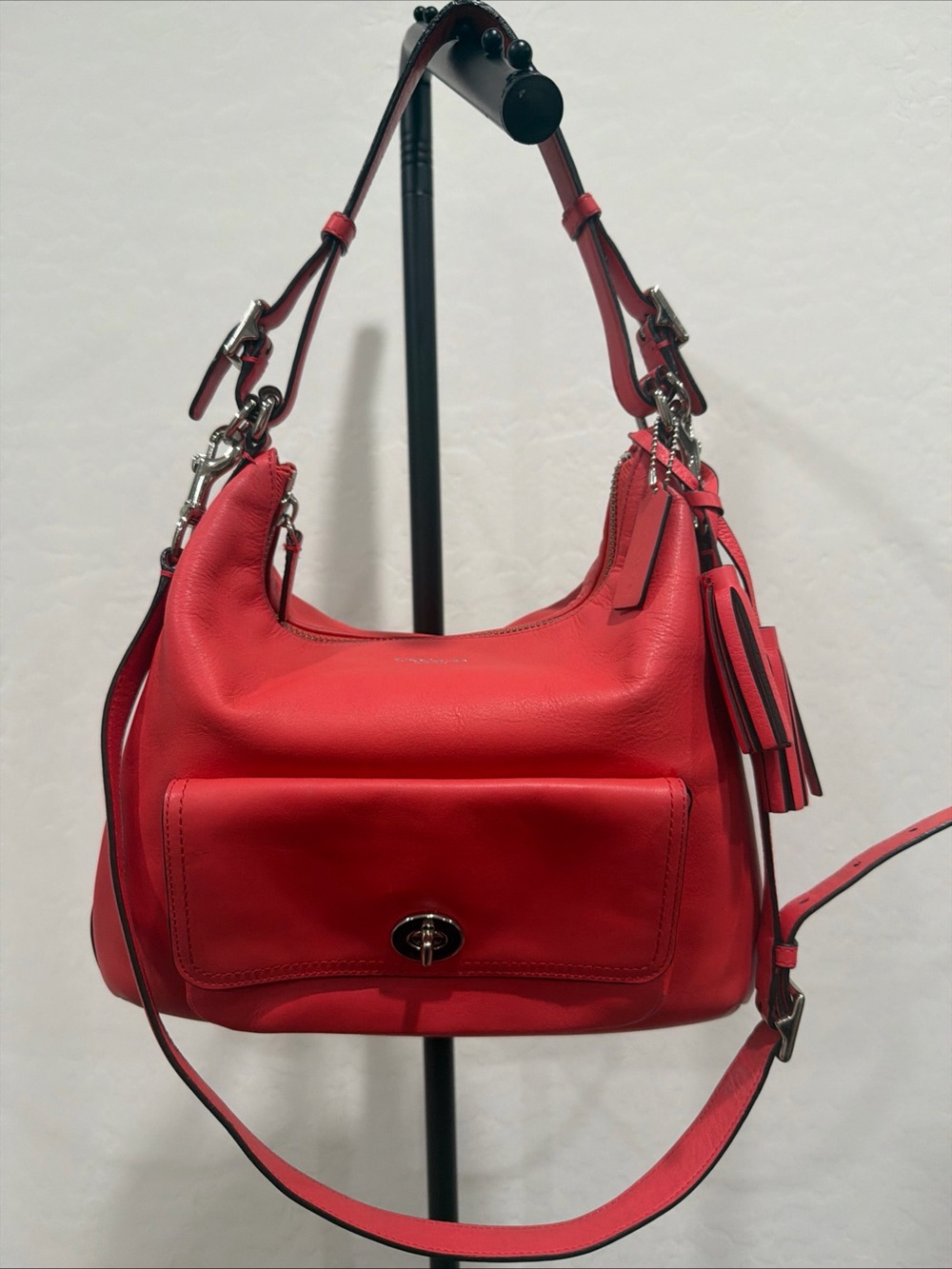 COACH 22381 LEGACY LEATHER COURTENAY HOBO BAG PURSE Bright Coral Orange